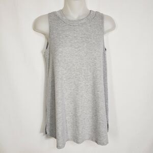 Puella Womens Top Small Sleeveless Striped Gray Rayon Blend Ribbed High Neck